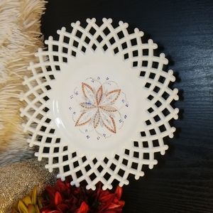 Antique EAPG Laced Edge Milk Glass Plate